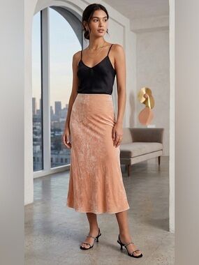 Babaton Velvet Slip Skirt Blush Minimalist Aritzia Size 0 Texture Variation(pic)